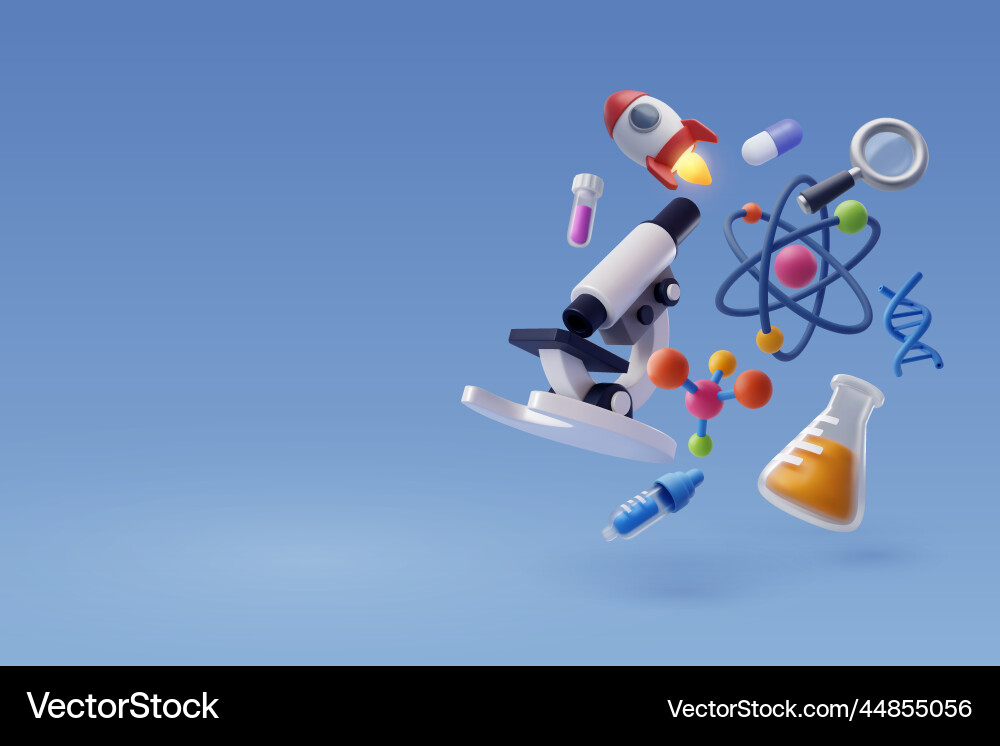 Set of 3d science icon and technology Set of 3d science icon and technology vector image