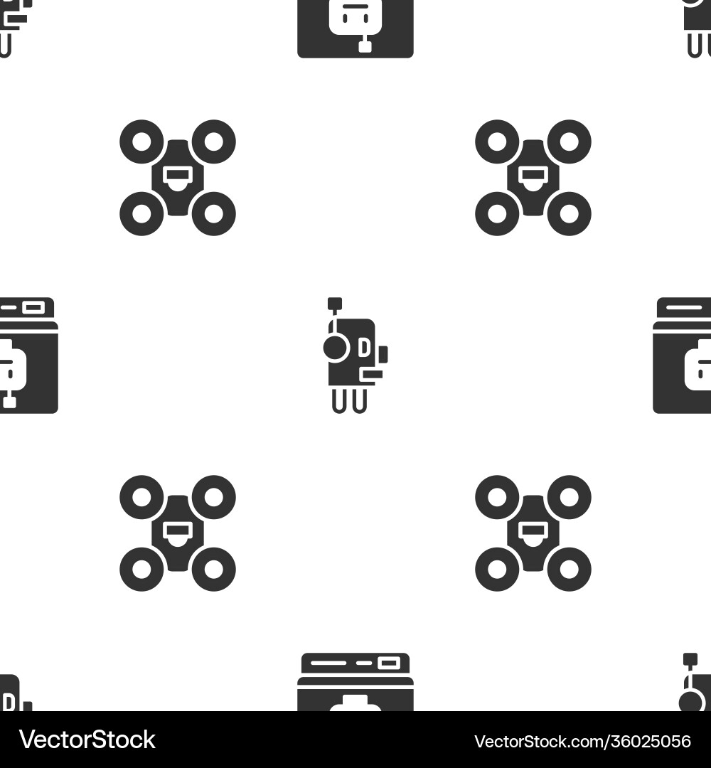 Set robot and drone on seamless pattern Set robot and drone on seamless pattern vector image