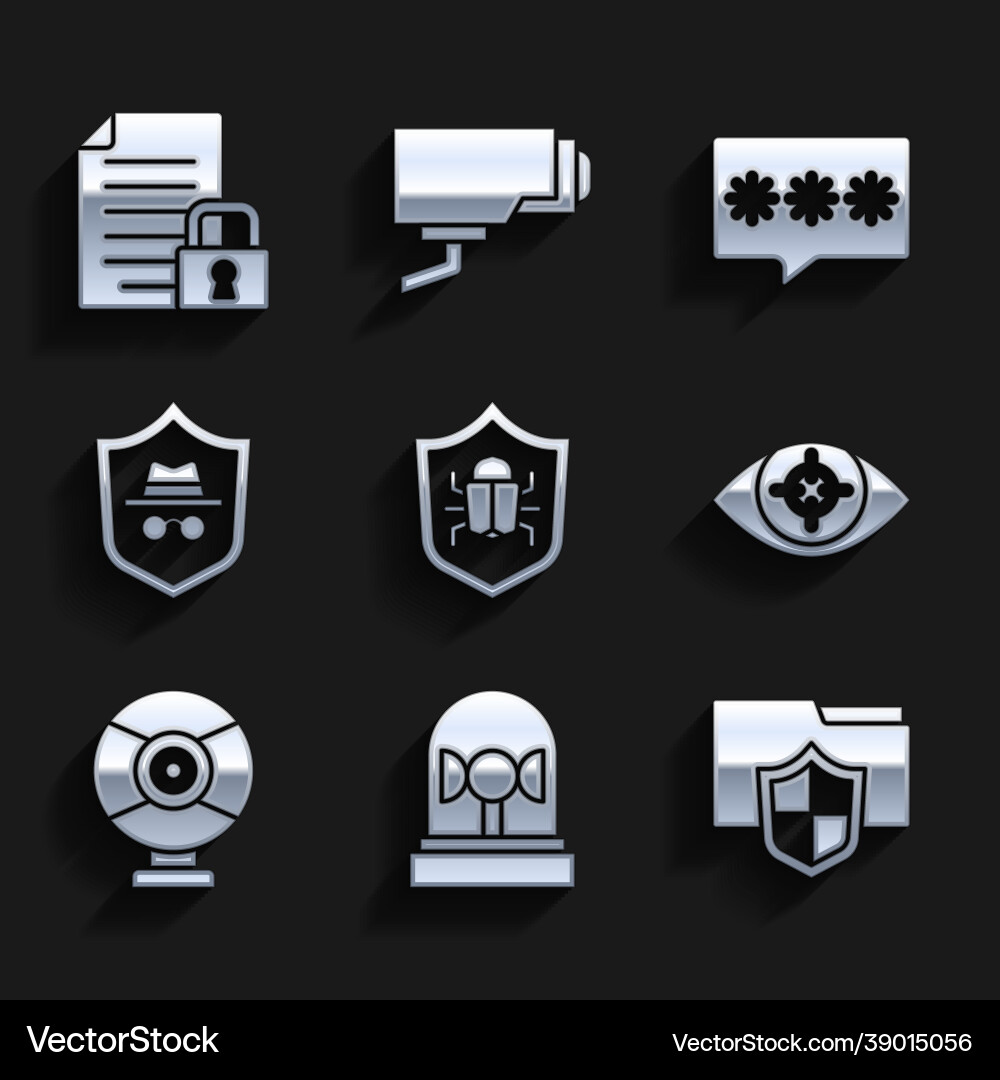 Set system bug flasher siren document folder Set system bug flasher siren document folder vector image