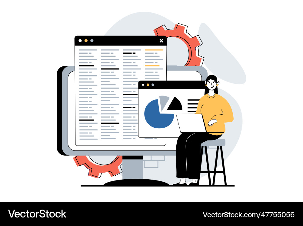 Software development concept with people scene Software development concept with people scene vector image