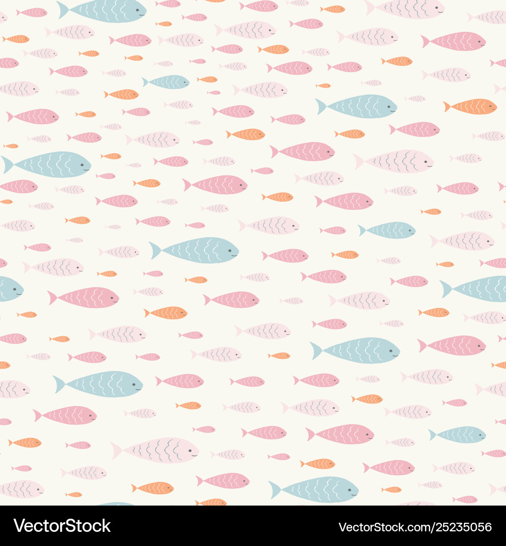 Sweet hand drawn swimming fish seamless repeat vector image