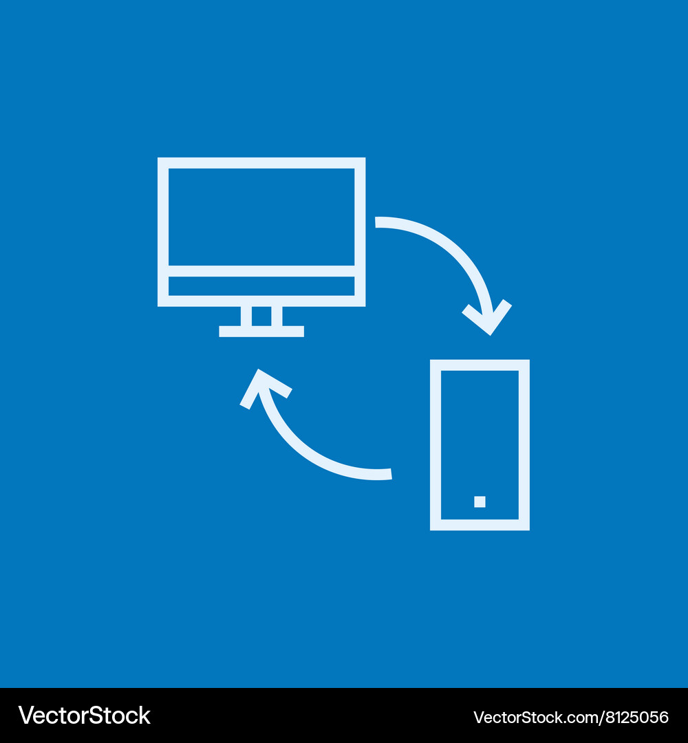 Synchronization computer with mobile device line Vector Image