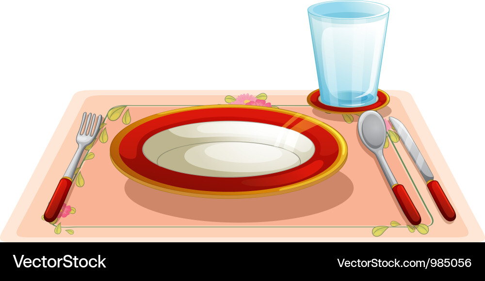 Table Setting with Plates and Cutlery Vector Image