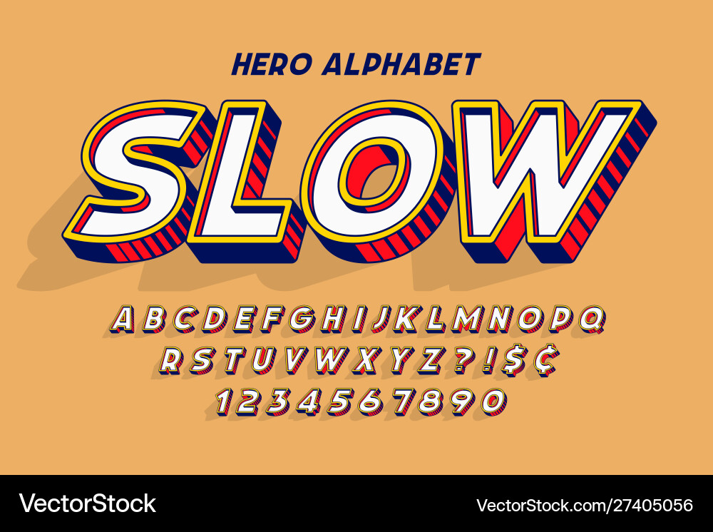 Trendy 3d Comic Schrift Design buntes Alphabet Trendy 3d Comic Schrift Design buntes Alphabet vektorbild