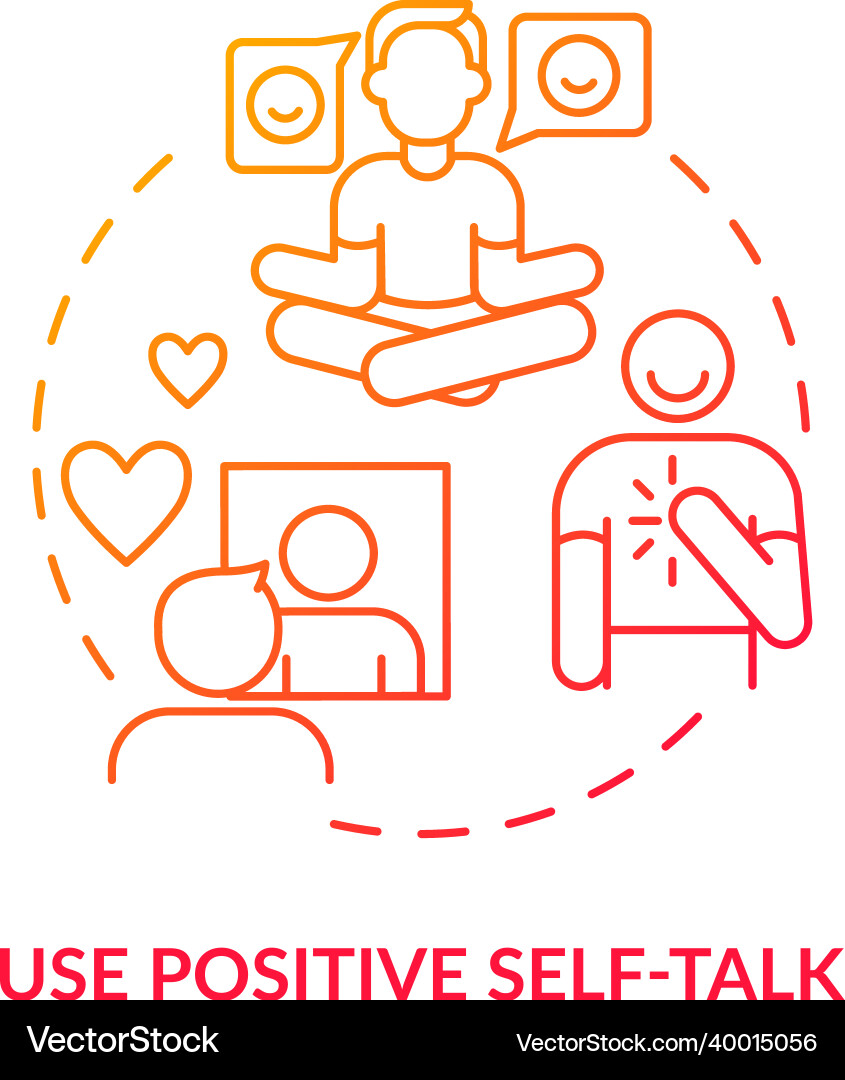 Use positive self talk red gradient concept icon Vector Image