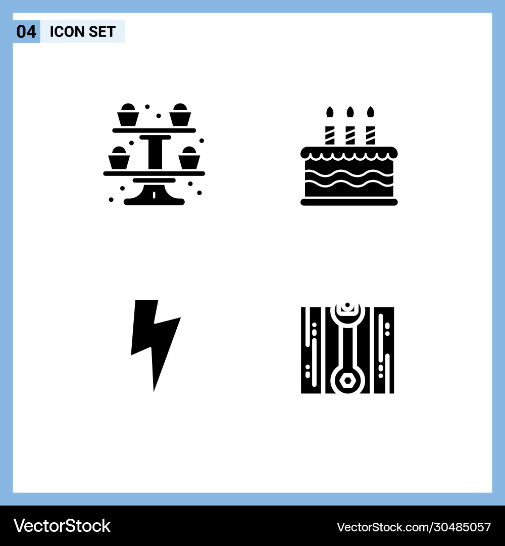4 universal solid glyphs set for web and mobile Vector Image