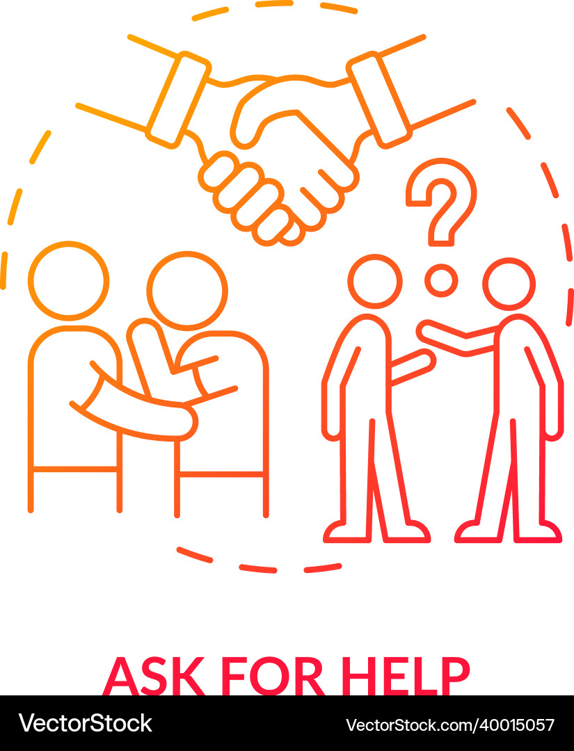 Ask for help red gradient concept icon Vector Image