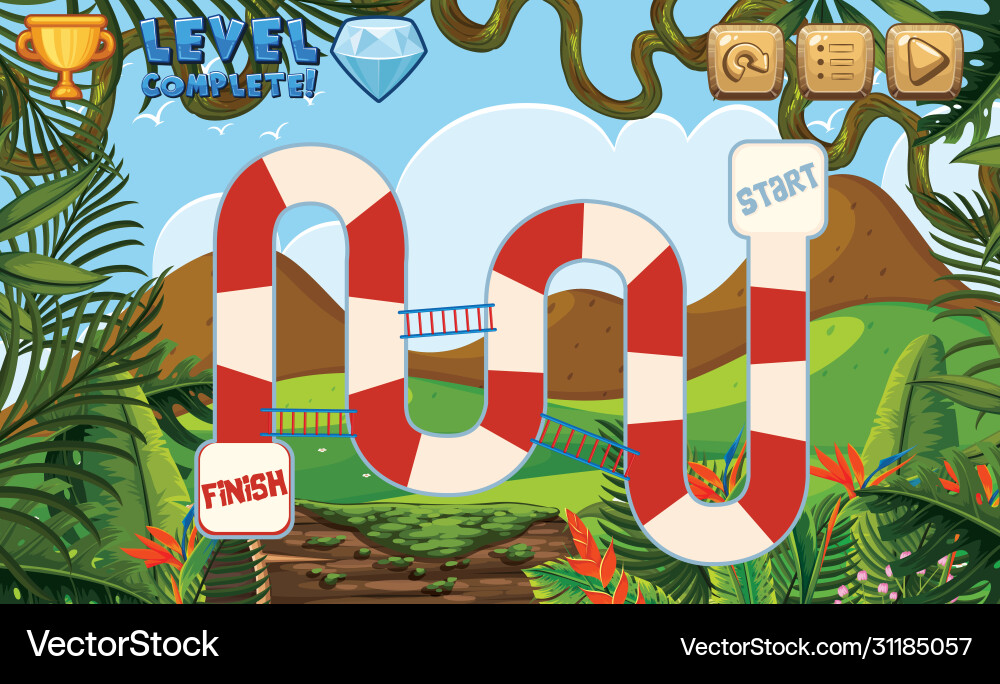 Boardgame template with forest background Boardgame template with forest background vector image
