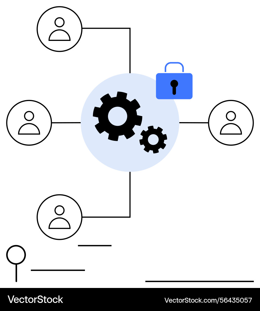 Centralized collaboration network with secure data Vector Image