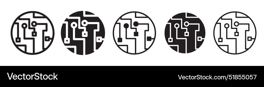 Circuit board icon set collection for web Circuit board icon set collection for web Vector Image