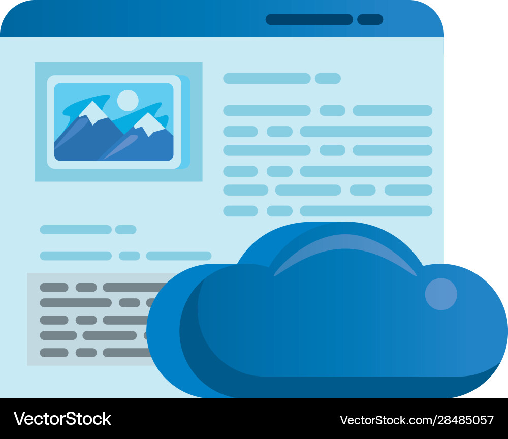 Cloud computing server with webpage template Cloud computing server with webpage template vector image