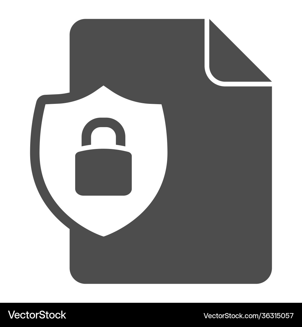 Document and security emblem with lock solid icon Document and security emblem with lock solid icon Vector Image