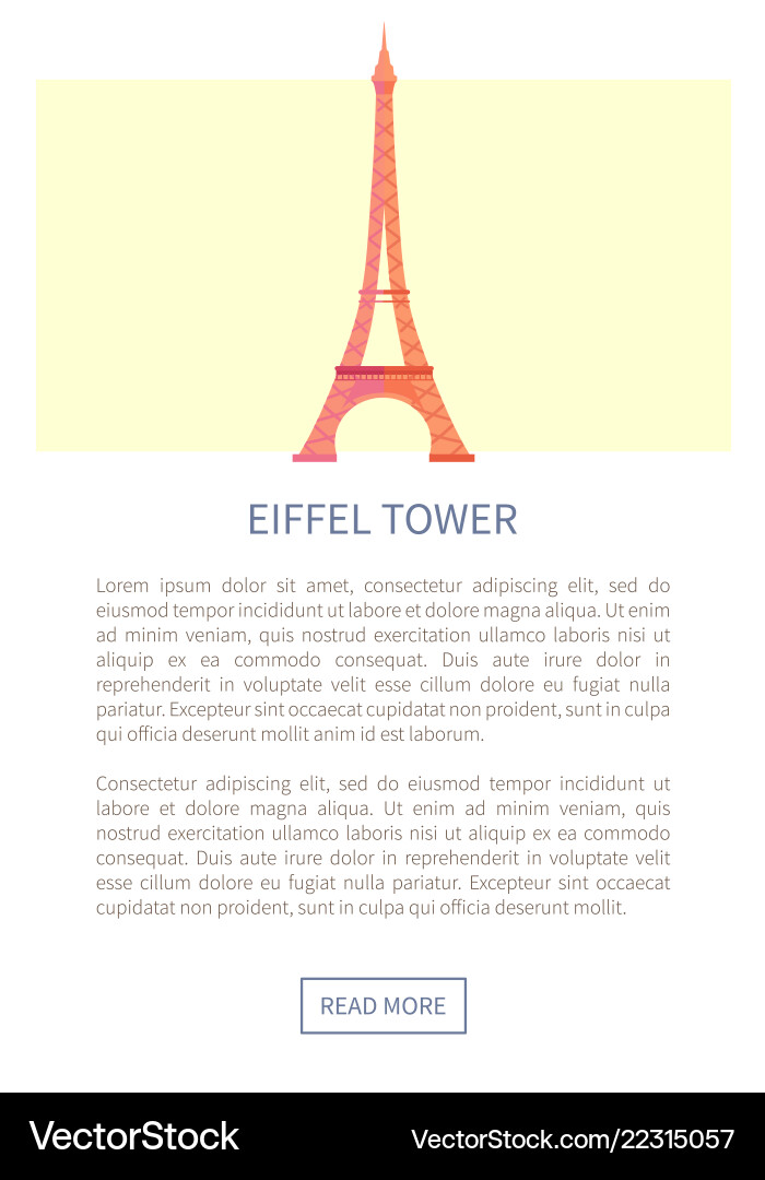 Eiffel tower web page and text Eiffel tower web page and text Vector Image