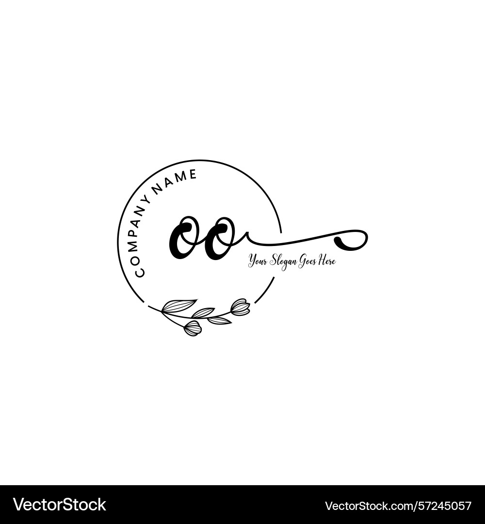 Elegant oo initial logo design with botanical Vector Image
