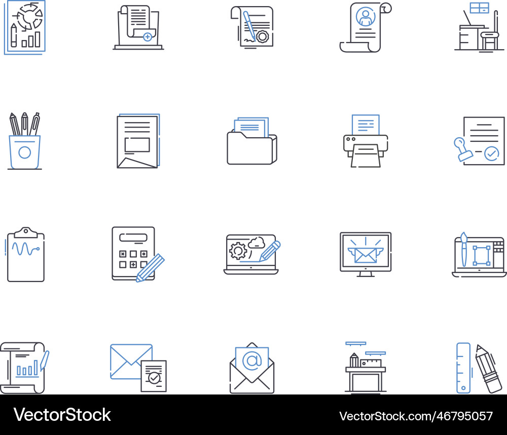 Emending line icons collection editing revision Vector Image