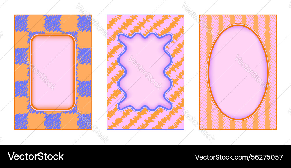 Groovy border wavy frames set Groovy border wavy frames set vector image