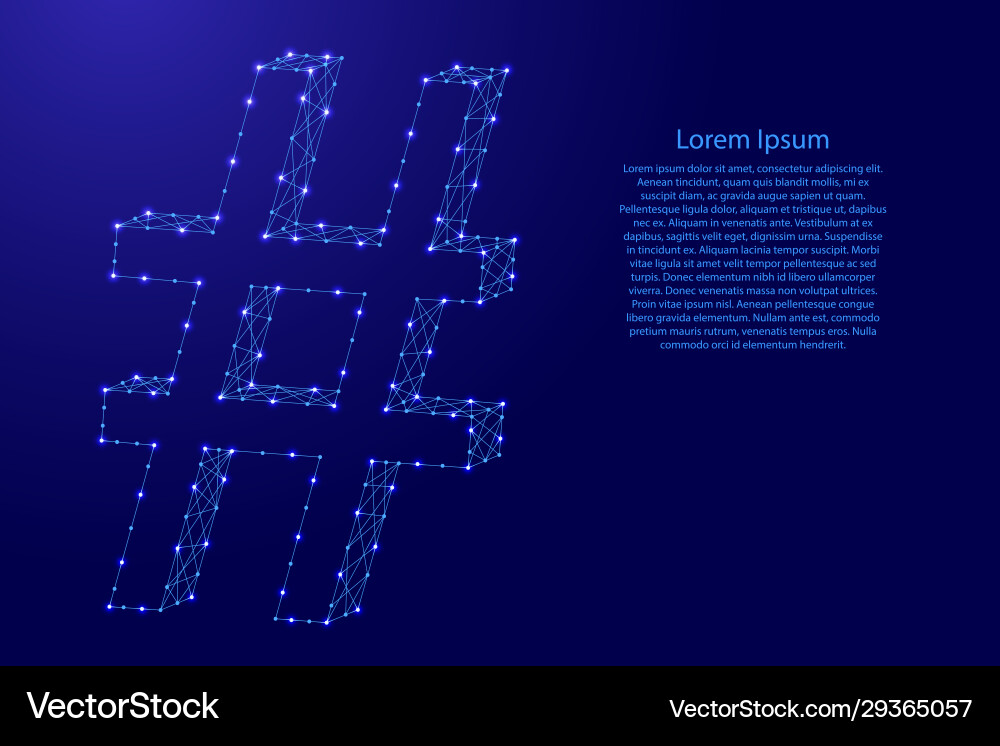 Hashtag sign or sharp number octothorpe Hashtag sign or sharp number octothorpe Vector Image