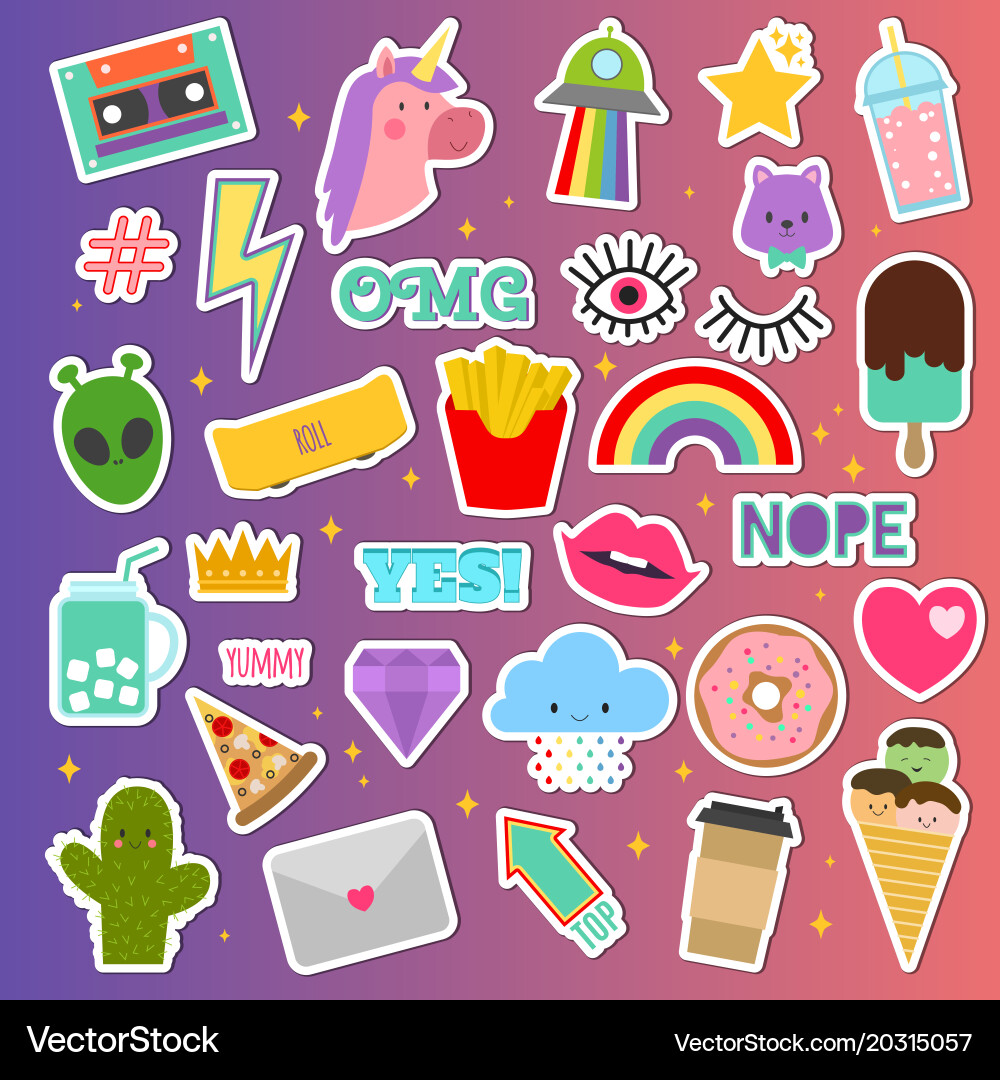 Patch stickers sticky patching badge vector image