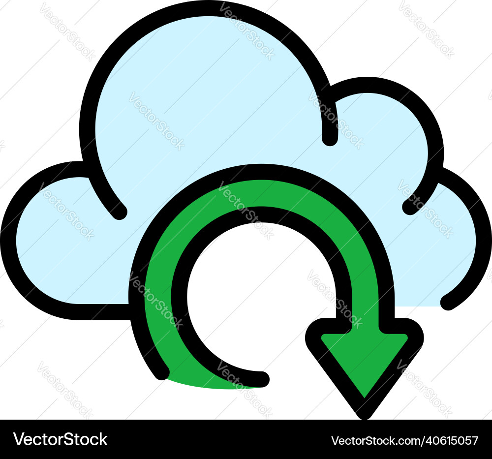 Recovery data cloud icon color outline Recovery data cloud icon color outline vector image