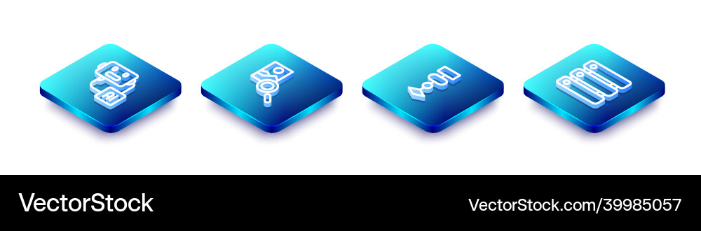 Set isometric line artificial intelligence robot Set isometric line artificial intelligence robot Vector Image