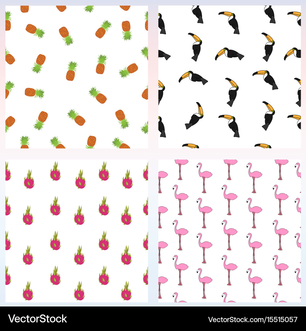 Set of simple seamless pattern with exotic vector image