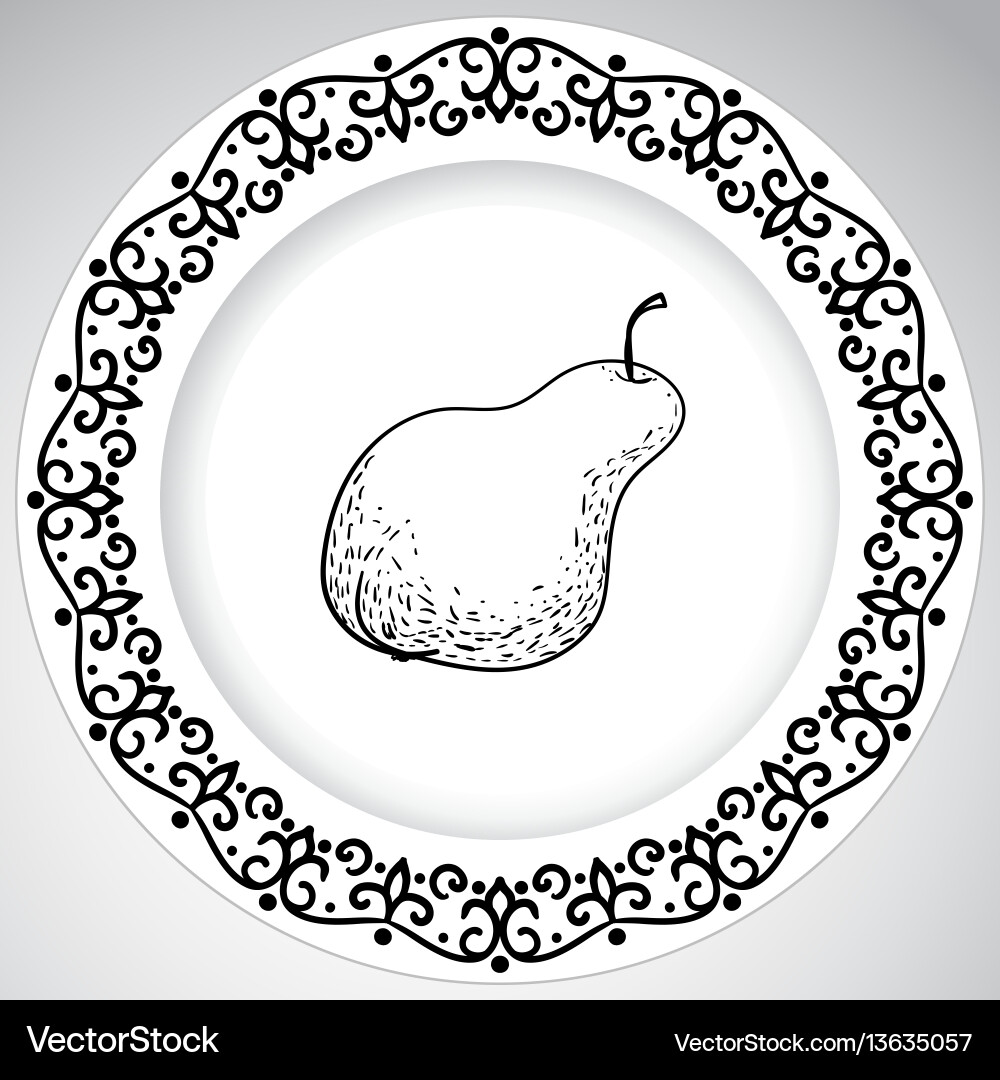 Template plates pattern with fruit in a graphic Template plates pattern with fruit in a graphic vector image