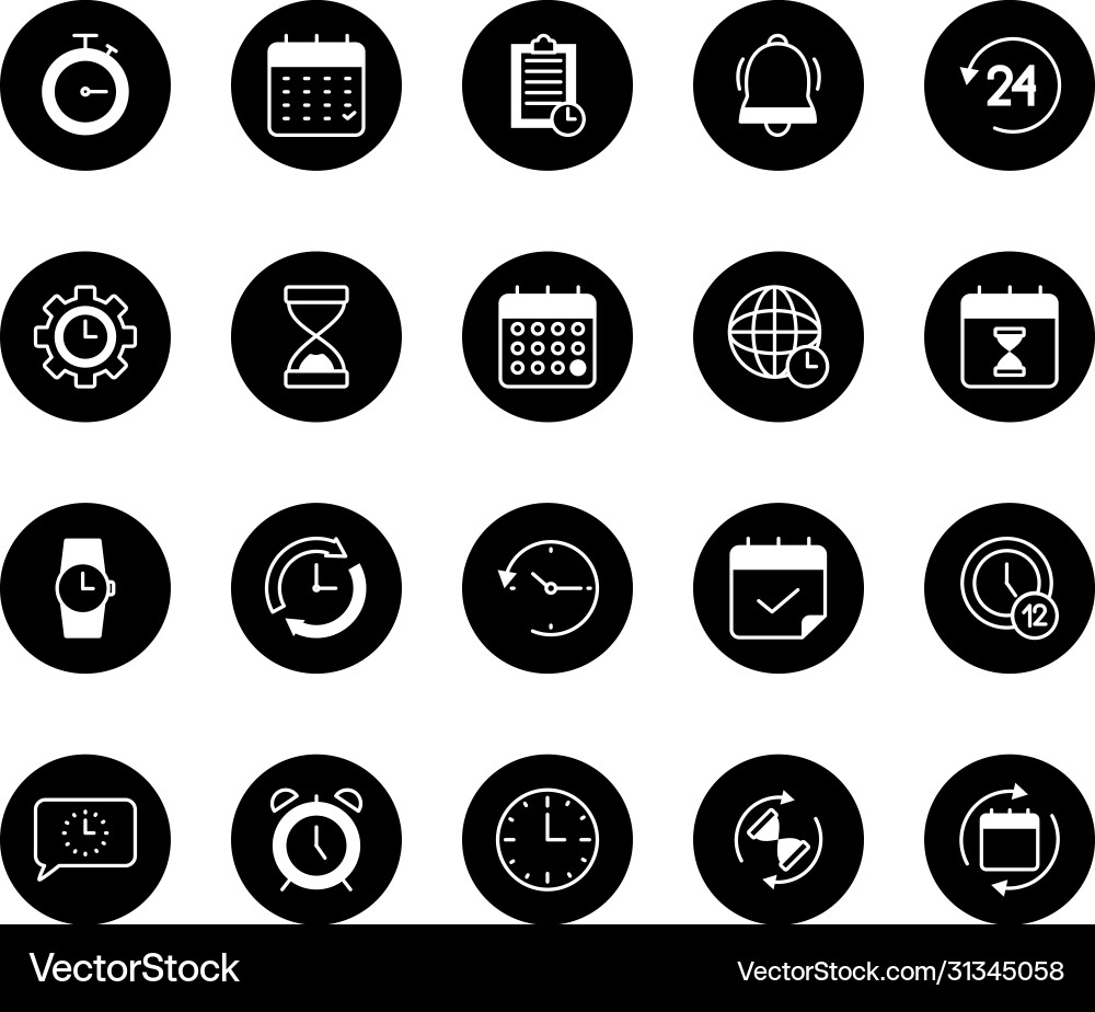 Alarm bell and calendar icon set block style Alarm bell and calendar icon set block style vector image