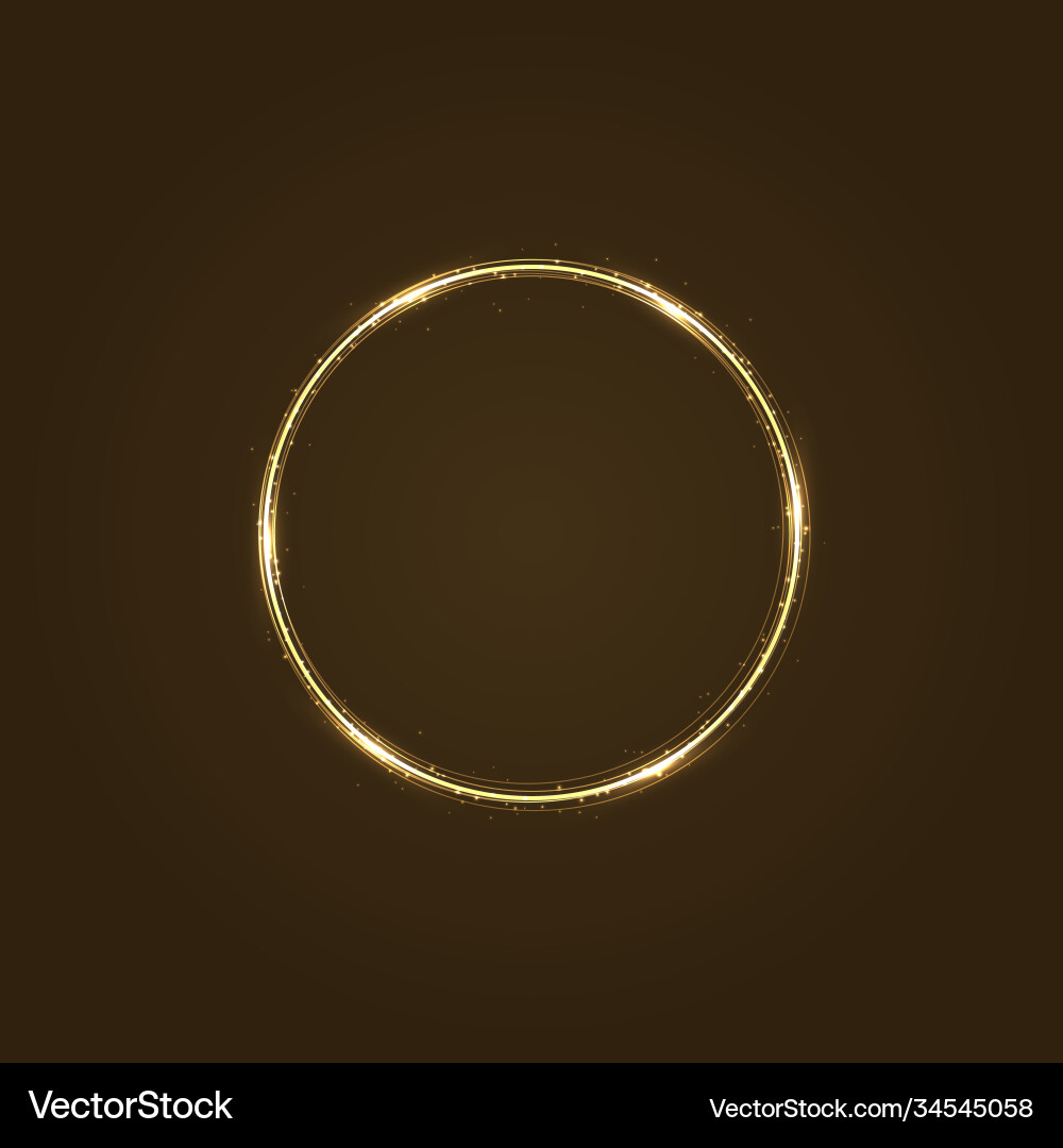 Circle frame with light effect golden comet Circle frame with light effect golden comet vector image