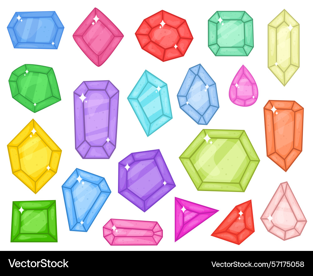 Colorful gems an array of assorted shiny Colorful gems an array of assorted shiny vector image