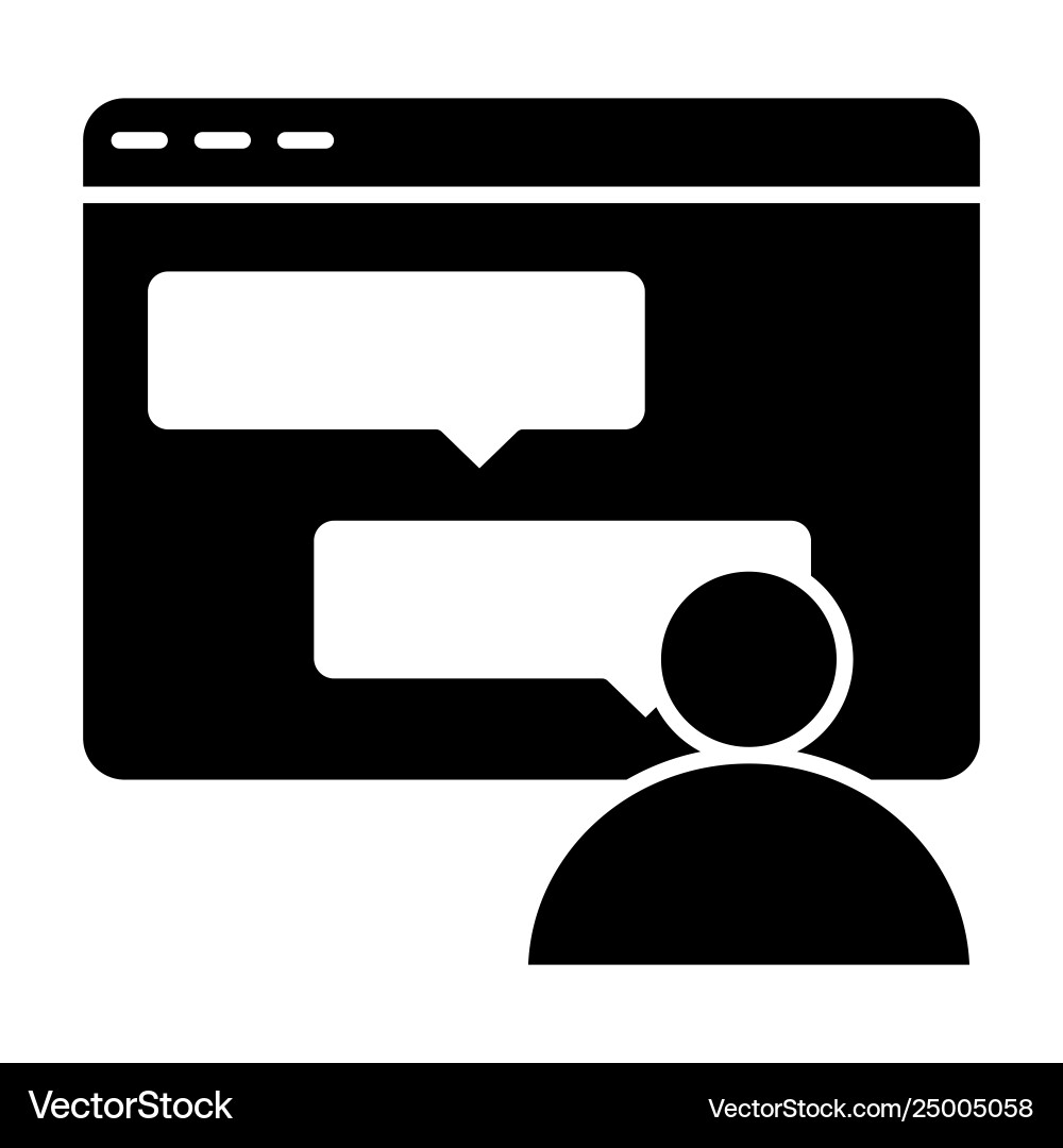 Computer window with dialogue solid icon messages vector image