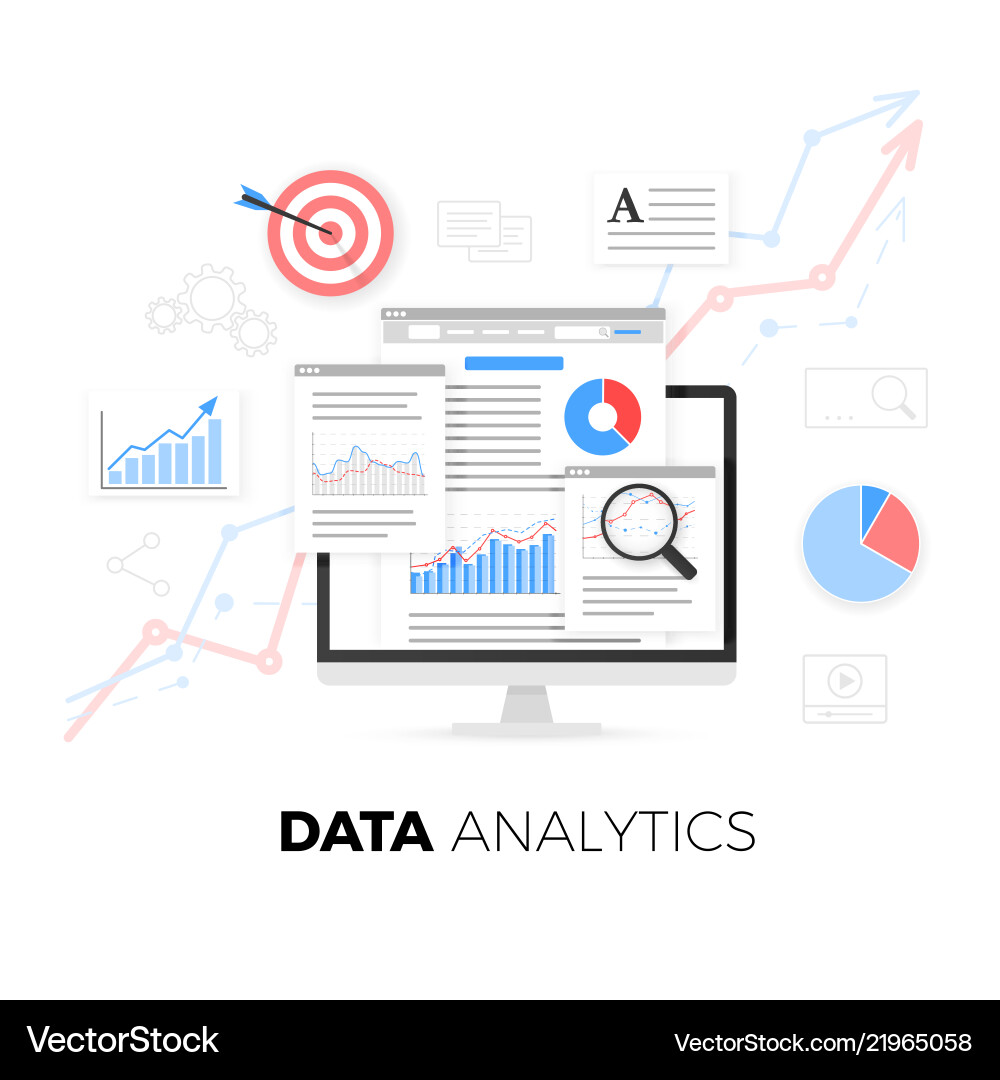 Data analytics information and web development vector image