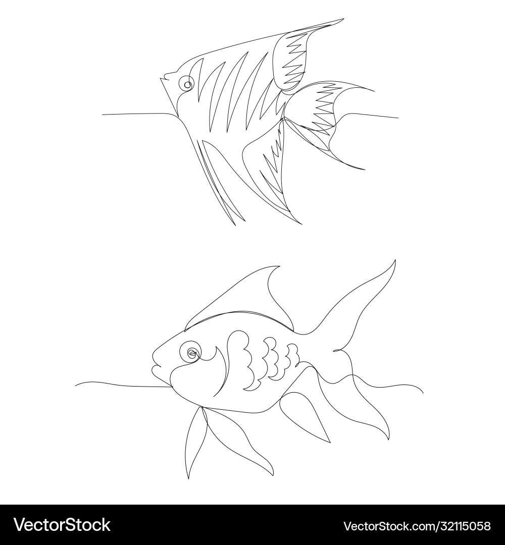 Drawing with a continuous line fish Vector Image