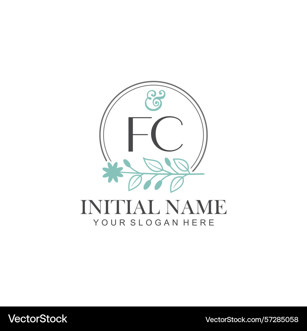 Fc initial logo templates with botanical elements Vector Image