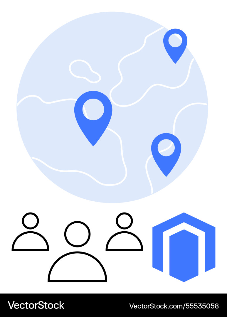 Global collaboration with geolocation and teamwork Global collaboration with geolocation and teamwork vector image