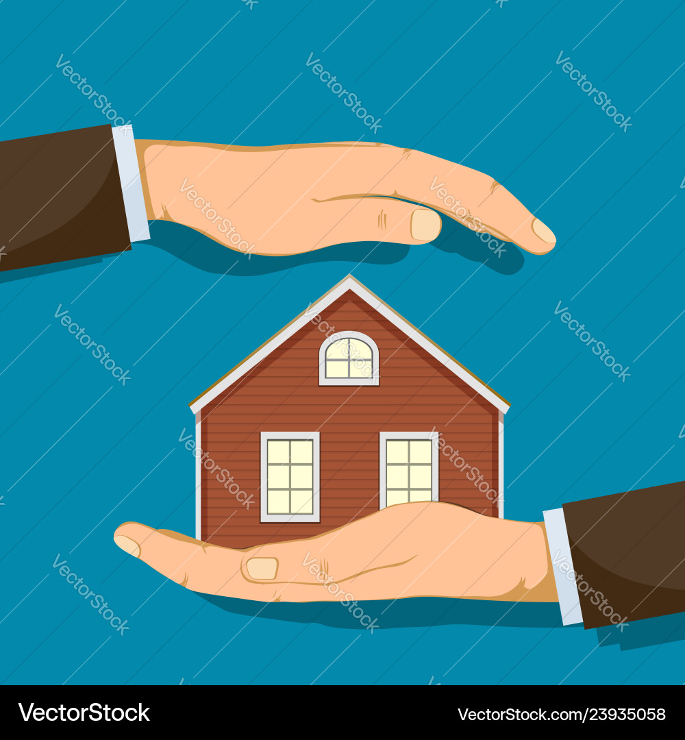 Handhaltehaus Immobilien oder Sicherheitskonzept Handhaltehaus Immobilien oder Sicherheitskonzept vektorbild