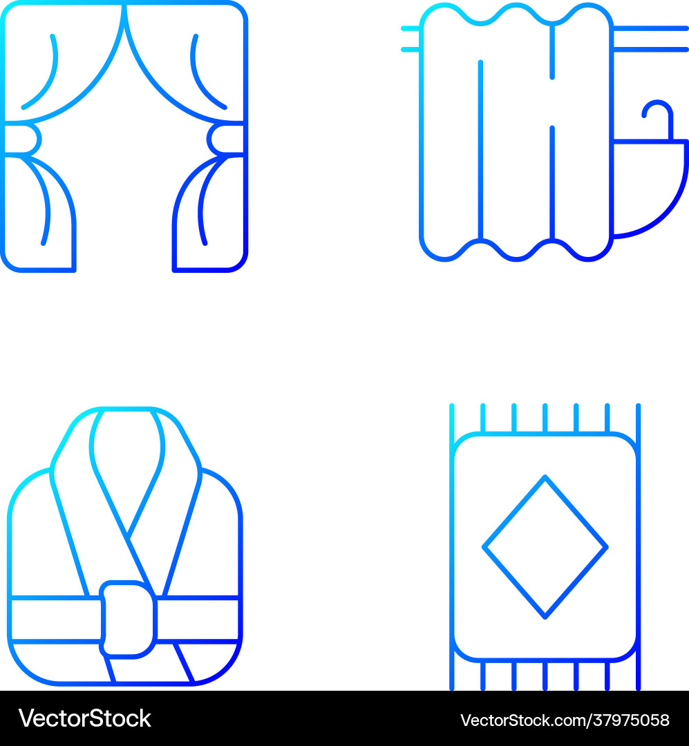 Home textile items gradient linear icons set Vector Image