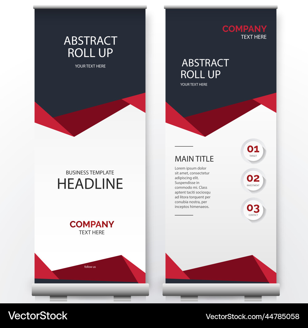Modern red roll up with abstract shapes design vector image