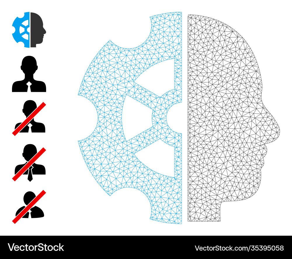 Polygonale Netz-Intellect-Symbol mit einfachen Polygonale Netz-Intellect-Symbol mit einfachen Vektorbild