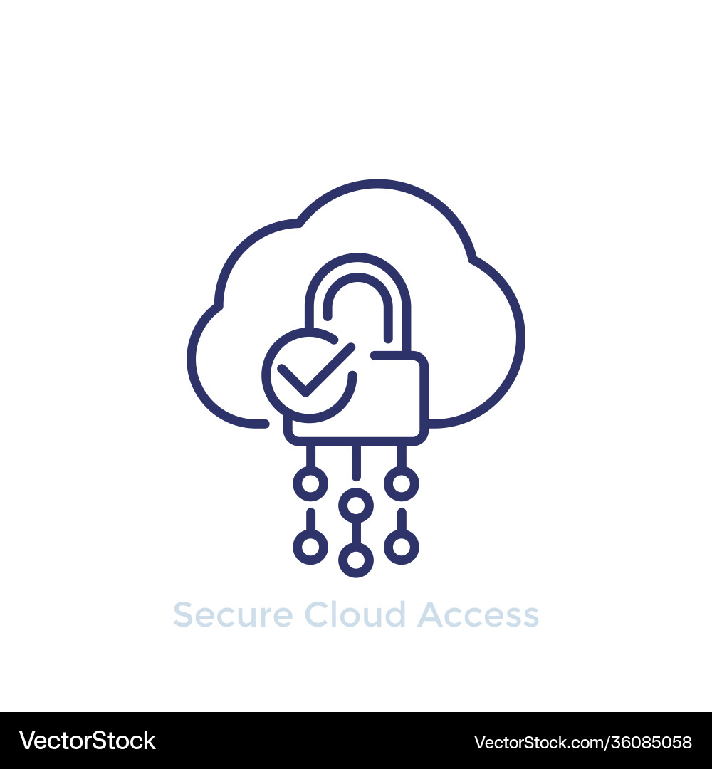 Secure cloud access protected hosting line icon Secure cloud access protected hosting line icon Vector Image