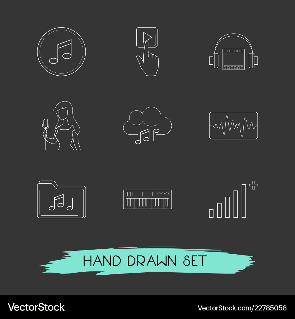 Set of music icons line style symbols with sound Vector Image
