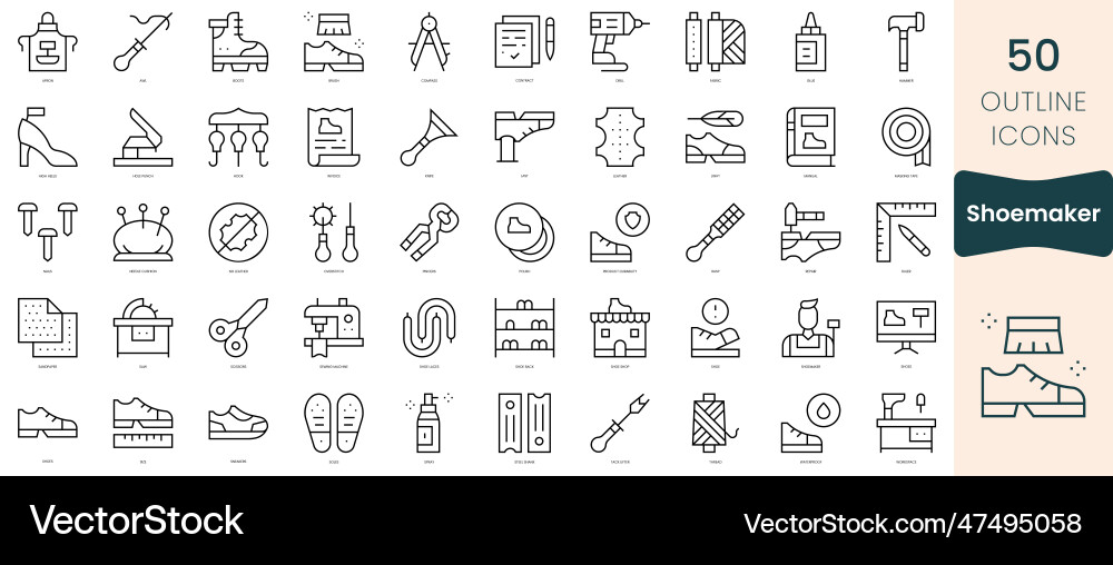 Set of shoemaker icons thin linear style vector image