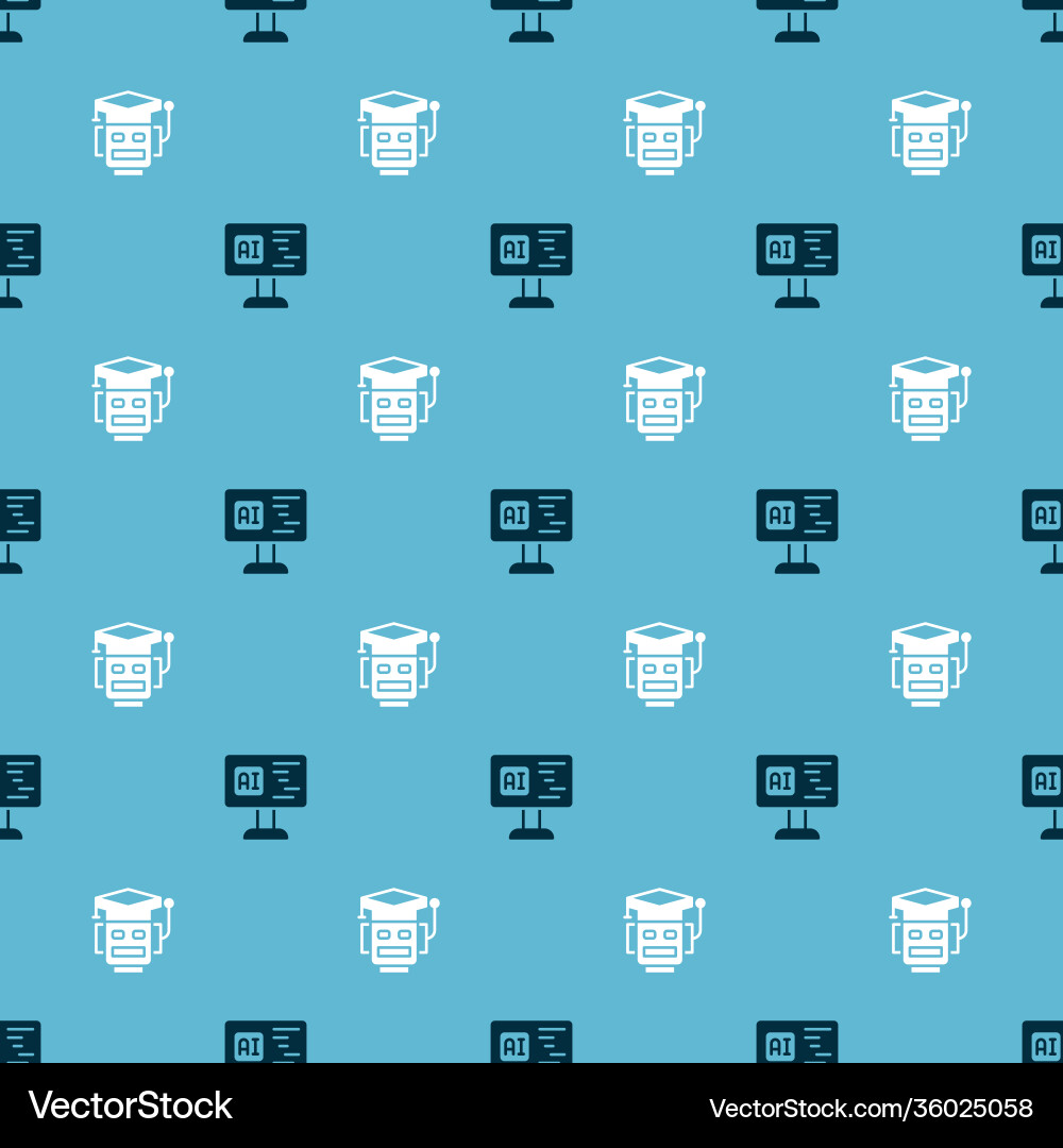 Set software and robot on seamless pattern Vector Image