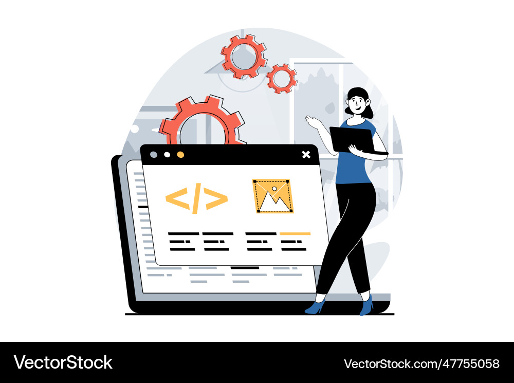 Software development concept with people scene Software development concept with people scene vector image