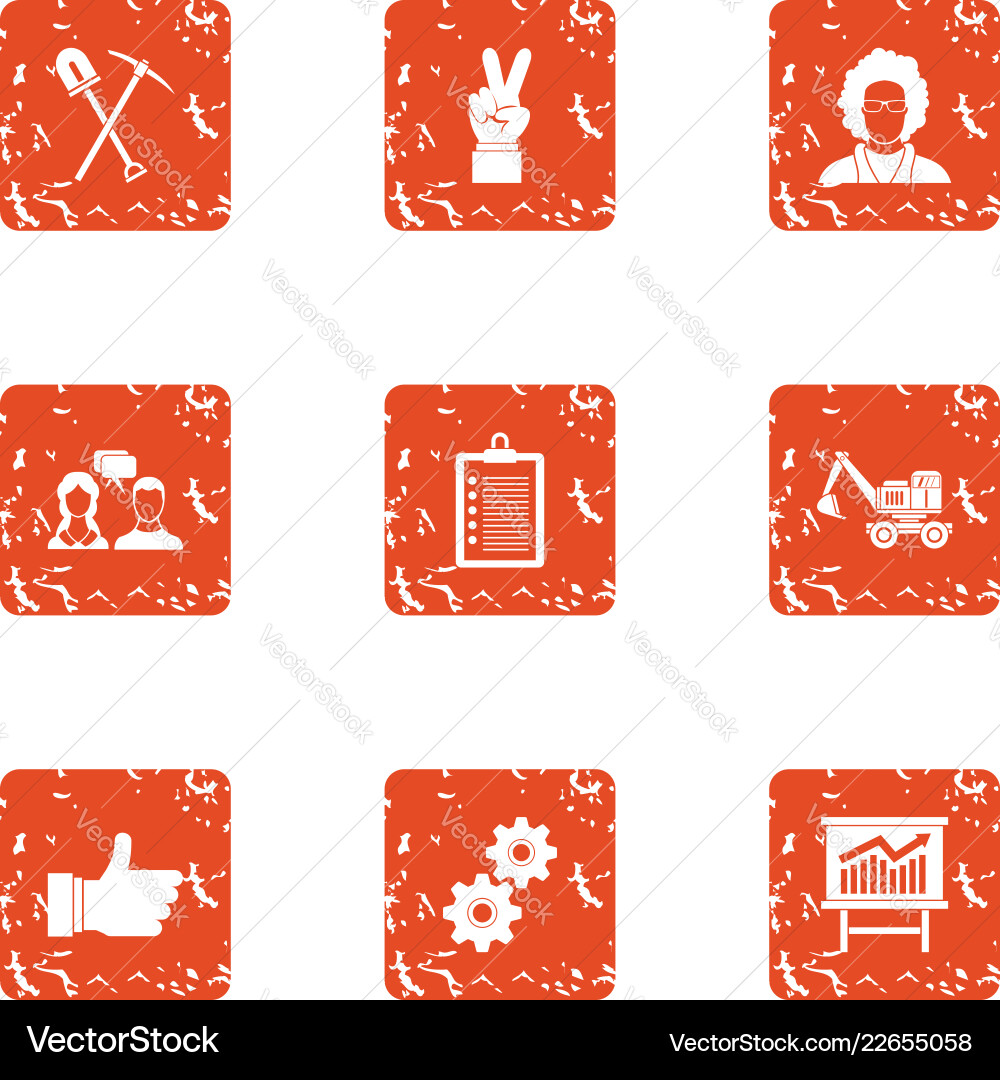 Workflow process icons set grunge style Workflow process icons set grunge style vector image