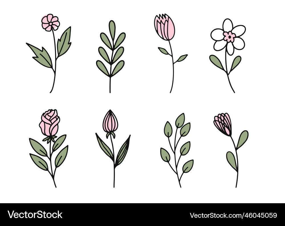 A set of flat icons with the image spring Vector Image
