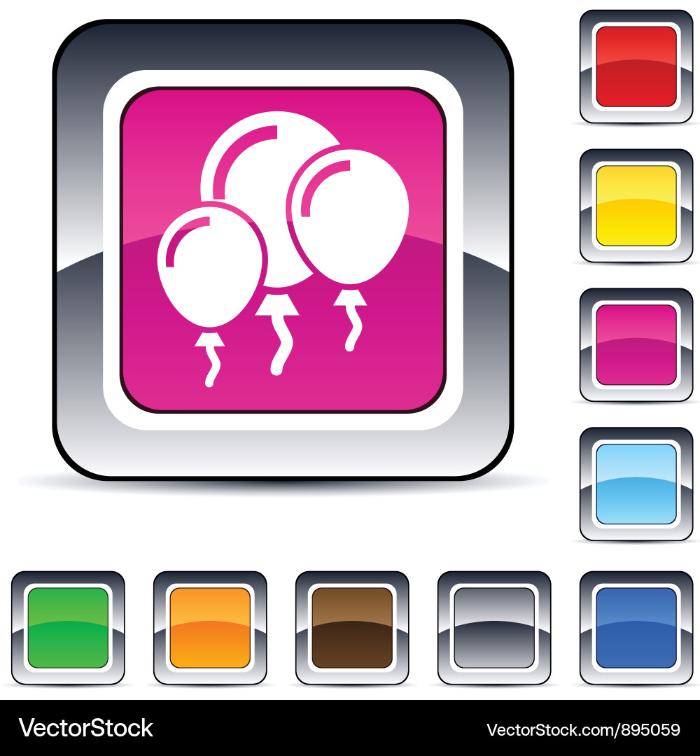 Balloons square button Vector Image
