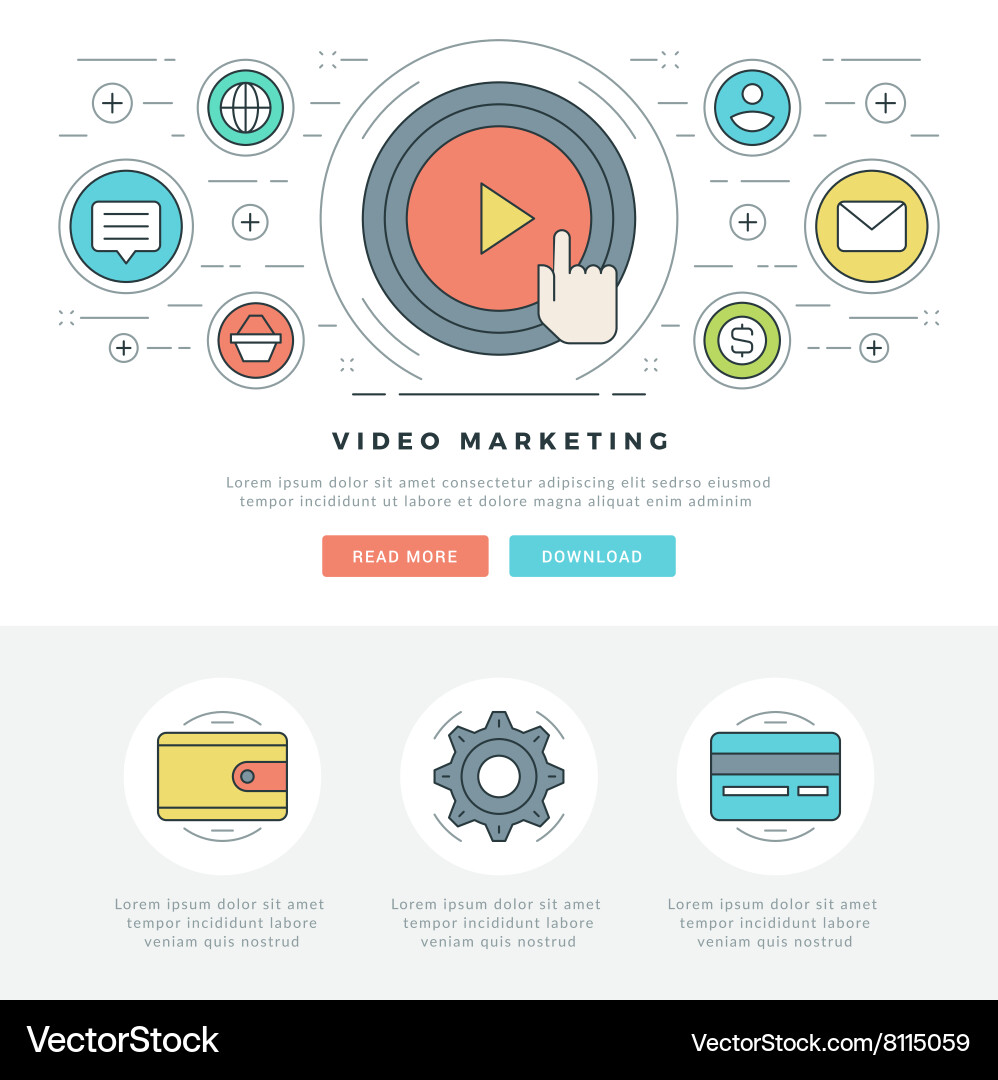 Business Line Icons - Website Header vector image