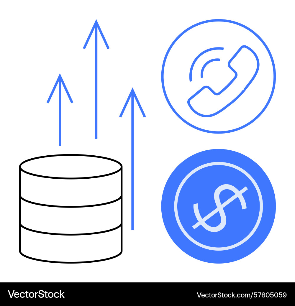 Database growth linked to financial success Vector Image