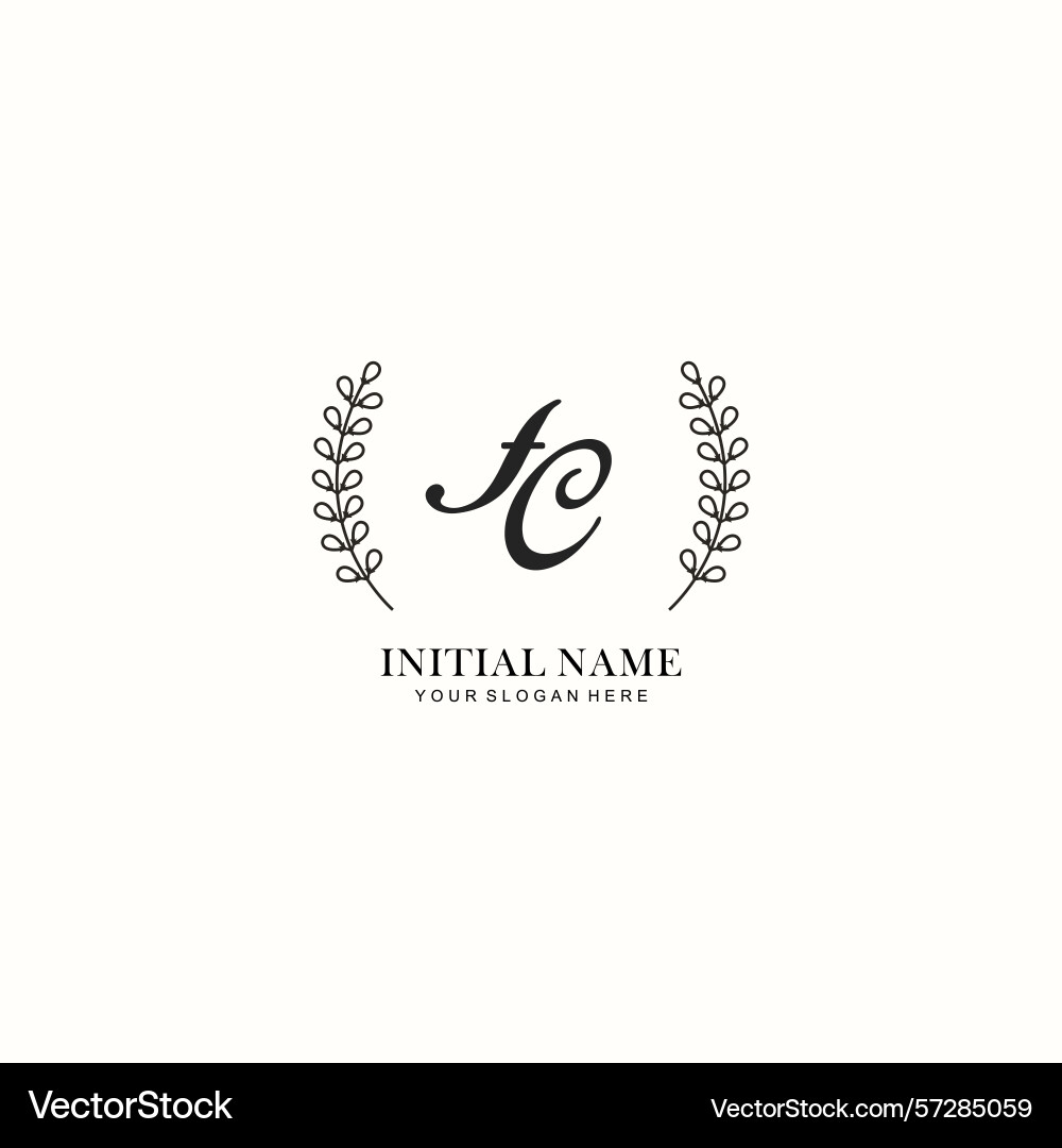 Fc initial logo templates with botanical elements Vector Image