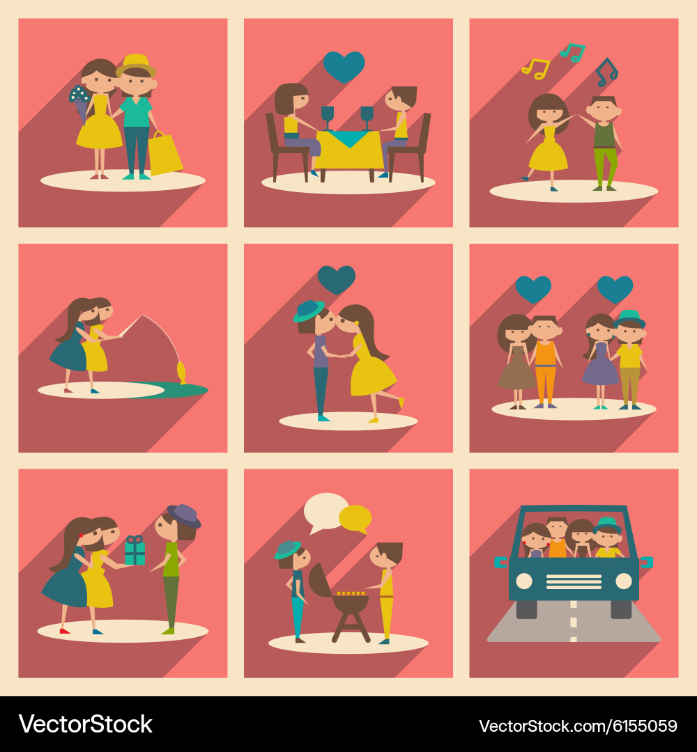 Flat with shadow concept and mobile application Vector Image
